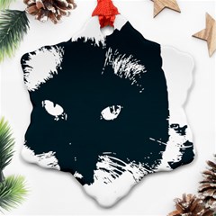 Cat Nature Design Animal Skin Black Snowflake Ornament (two Sides) by HermanTelo