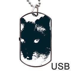 Cat Nature Design Animal Skin Black Dog Tag Usb Flash (one Side) by HermanTelo