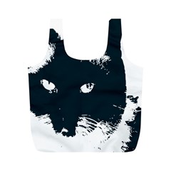 Cat Nature Design Animal Skin Black Full Print Recycle Bag (m)