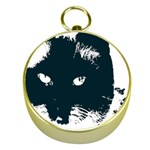 Cat Nature Design Animal Skin Black Gold Compasses Front