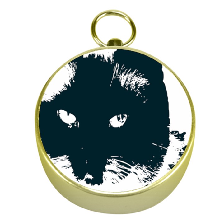 Cat Nature Design Animal Skin Black Gold Compasses