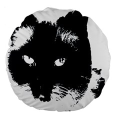 Cat Nature Design Animal Skin Black Large 18  Premium Flano Round Cushions