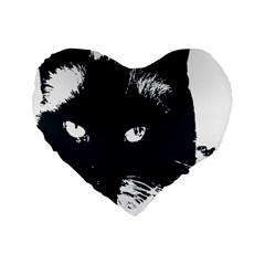 Cat Nature Design Animal Skin Black Standard 16  Premium Flano Heart Shape Cushions