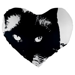 Cat Nature Design Animal Skin Black Large 19  Premium Flano Heart Shape Cushions