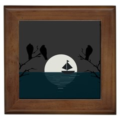 Birds Moon Moonlight Tree Animal Framed Tiles by HermanTelo