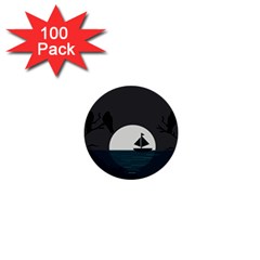 Birds Moon Moonlight Tree Animal 1  Mini Buttons (100 pack) 