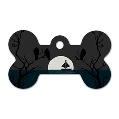 Birds Moon Moonlight Tree Animal Dog Tag Bone (One Side)