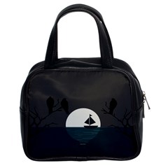 Birds Moon Moonlight Tree Animal Classic Handbag (Two Sides)