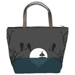 Birds Moon Moonlight Tree Animal Bucket Bag Back