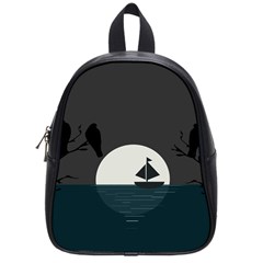 Birds Moon Moonlight Tree Animal School Bag (small)