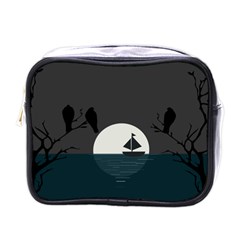 Birds Moon Moonlight Tree Animal Mini Toiletries Bag (one Side)