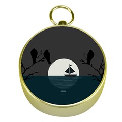 Birds Moon Moonlight Tree Animal Gold Compasses