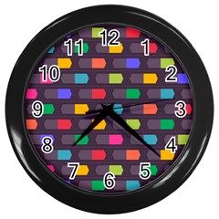 Background Colorful Geometric Wall Clock (Black)