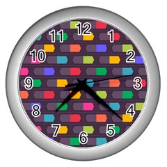 Background Colorful Geometric Wall Clock (Silver)