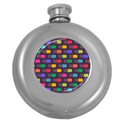 Background Colorful Geometric Round Hip Flask (5 Oz)