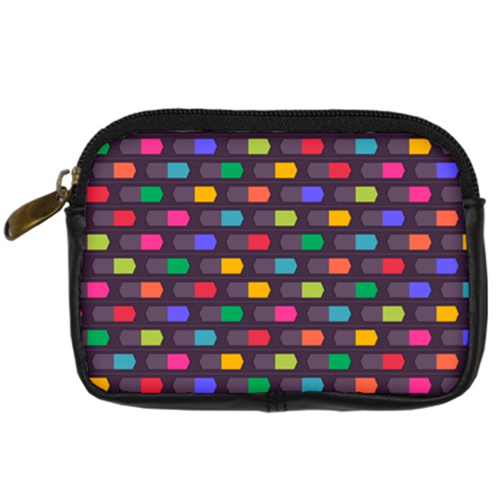 Background Colorful Geometric Digital Camera Leather Case