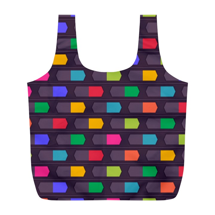 Background Colorful Geometric Full Print Recycle Bag (L)