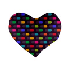 Background Colorful Geometric Standard 16  Premium Flano Heart Shape Cushions