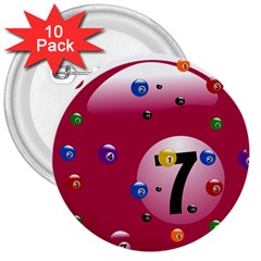 Billiard Ball Ball Game Pink 3  Buttons (10 pack) 