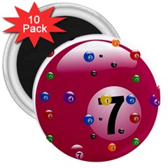 Billiard Ball Ball Game Pink 3  Magnets (10 Pack)  by HermanTelo