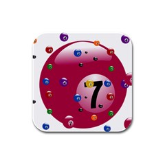 Billiard Ball Ball Game Pink Rubber Square Coaster (4 pack) 