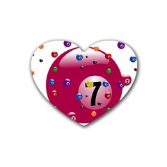 Billiard Ball Ball Game Pink Rubber Coaster (Heart) 