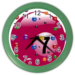 Billiard Ball Ball Game Pink Color Wall Clock by HermanTelo