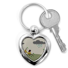 Birds Tree Animal Black Tree Key Chain (heart) by HermanTelo