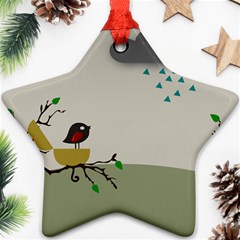 Birds Tree Animal Black Tree Star Ornament (two Sides)