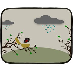 Birds Tree Animal Black Tree Fleece Blanket (mini)