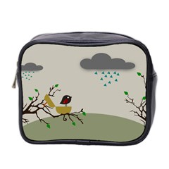 Birds Tree Animal Black Tree Mini Toiletries Bag (two Sides)