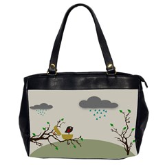 Birds Tree Animal Black Tree Oversize Office Handbag (2 Sides)