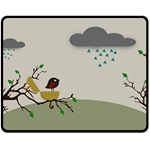 Birds Tree Animal Black Tree Fleece Blanket (Medium)  60 x50  Blanket Front