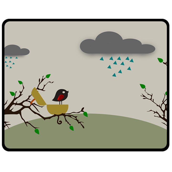 Birds Tree Animal Black Tree Fleece Blanket (Medium) 