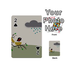 Birds Tree Animal Black Tree Playing Cards Double Sided (mini)