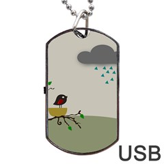 Birds Tree Animal Black Tree Dog Tag Usb Flash (two Sides)