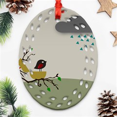 Birds Tree Animal Black Tree Ornament (oval Filigree)