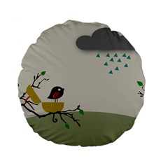 Birds Tree Animal Black Tree Standard 15  Premium Round Cushions