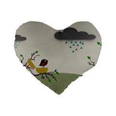 Birds Tree Animal Black Tree Standard 16  Premium Heart Shape Cushions