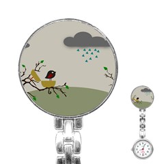 Birds Tree Animal Black Tree Stainless Steel Nurses Watch