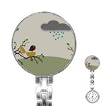 Birds Tree Animal Black Tree Stainless Steel Nurses Watch Front