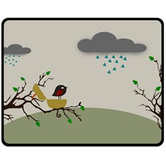 Birds Tree Animal Black Tree Double Sided Fleece Blanket (medium) 