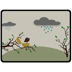 Birds Tree Animal Black Tree Double Sided Fleece Blanket (large) 