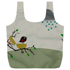 Birds Tree Animal Black Tree Full Print Recycle Bag (xl) by HermanTelo