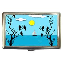 Birds Sun Tree Animal Black Tree Cigarette Money Case