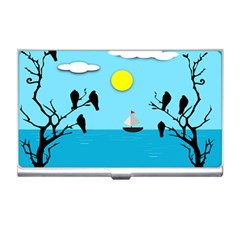 Birds Sun Tree Animal Black Tree Business Card Holder