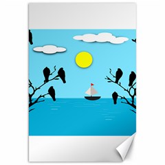 Birds Sun Tree Animal Black Tree Canvas 20  X 30  by HermanTelo