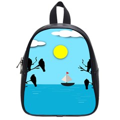 Birds Sun Tree Animal Black Tree School Bag (small) by HermanTelo