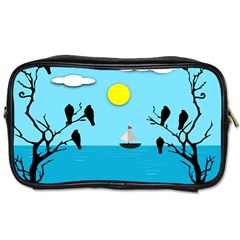 Birds Sun Tree Animal Black Tree Toiletries Bag (two Sides) by HermanTelo