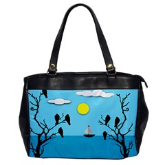 Birds Sun Tree Animal Black Tree Oversize Office Handbag by HermanTelo